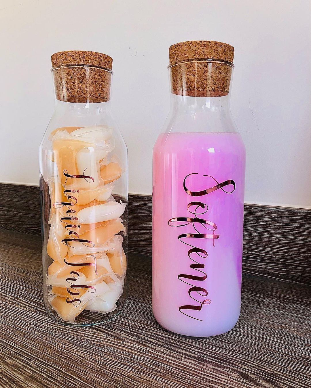 Personalised Custom Any Wording Clear Glass Cork Storage Laundry Jar Bottle Sticker Label For 1L Bottle (No Bottles Included)-0