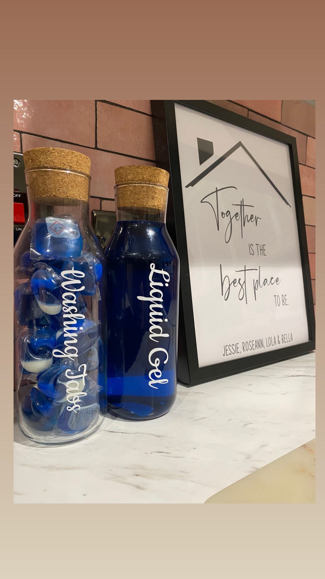 Personalised Custom Any Wording Clear Glass Cork Storage Laundry Jar Bottle Sticker Label For 1L Bottle (No Bottles Included)-4