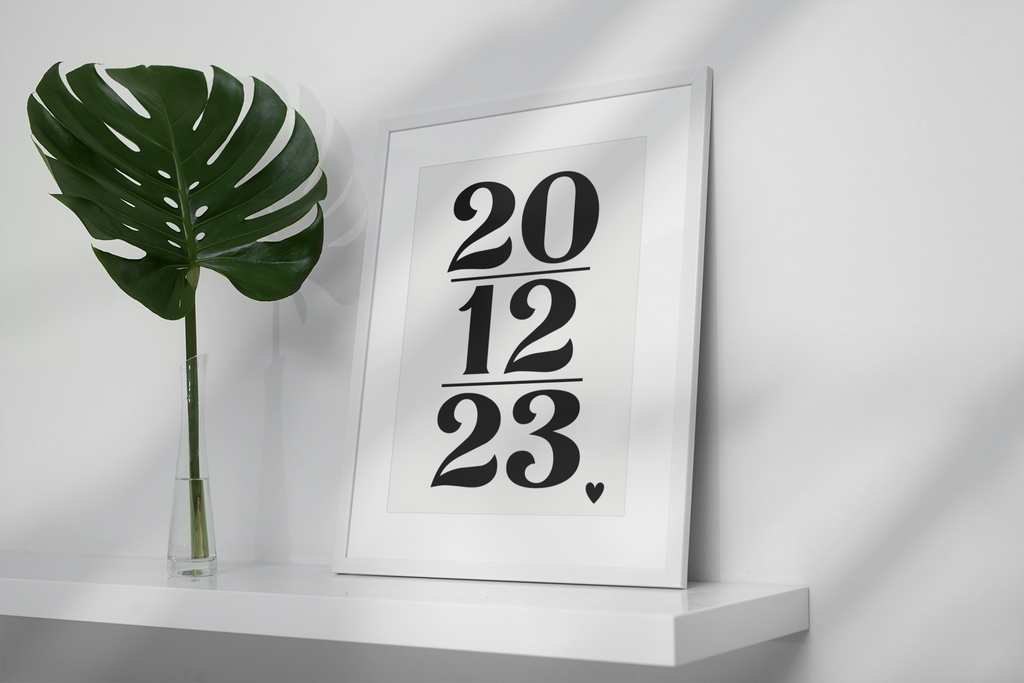 Personalised Date Off White Heart Home House Simple Wall Decor Print-0